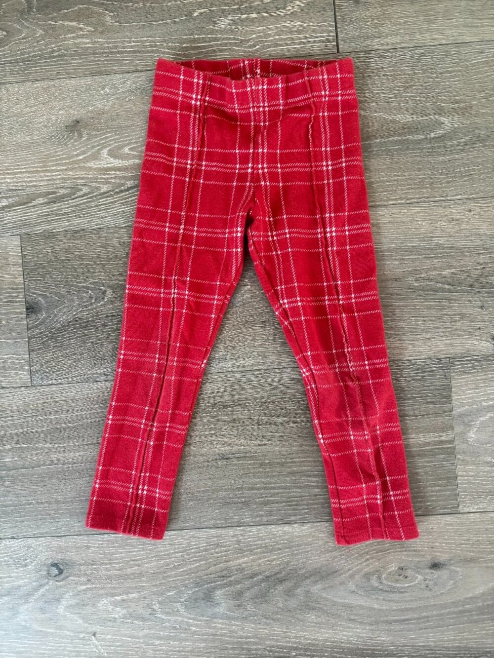 H&M Girls Red Plaid Leggings Size 5T